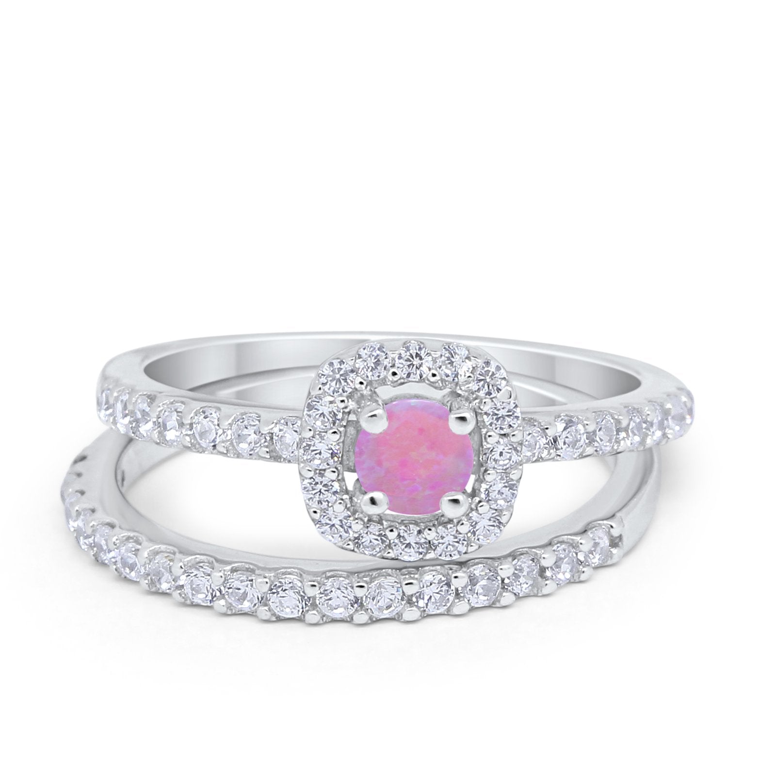 Wedding Band Ring Round Piece Simulated Cubic Zirconia 925 Sterling Silver