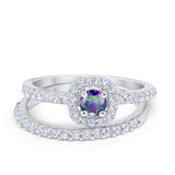 Wedding Band Ring Round Piece Simulated Cubic Zirconia 925 Sterling Silver