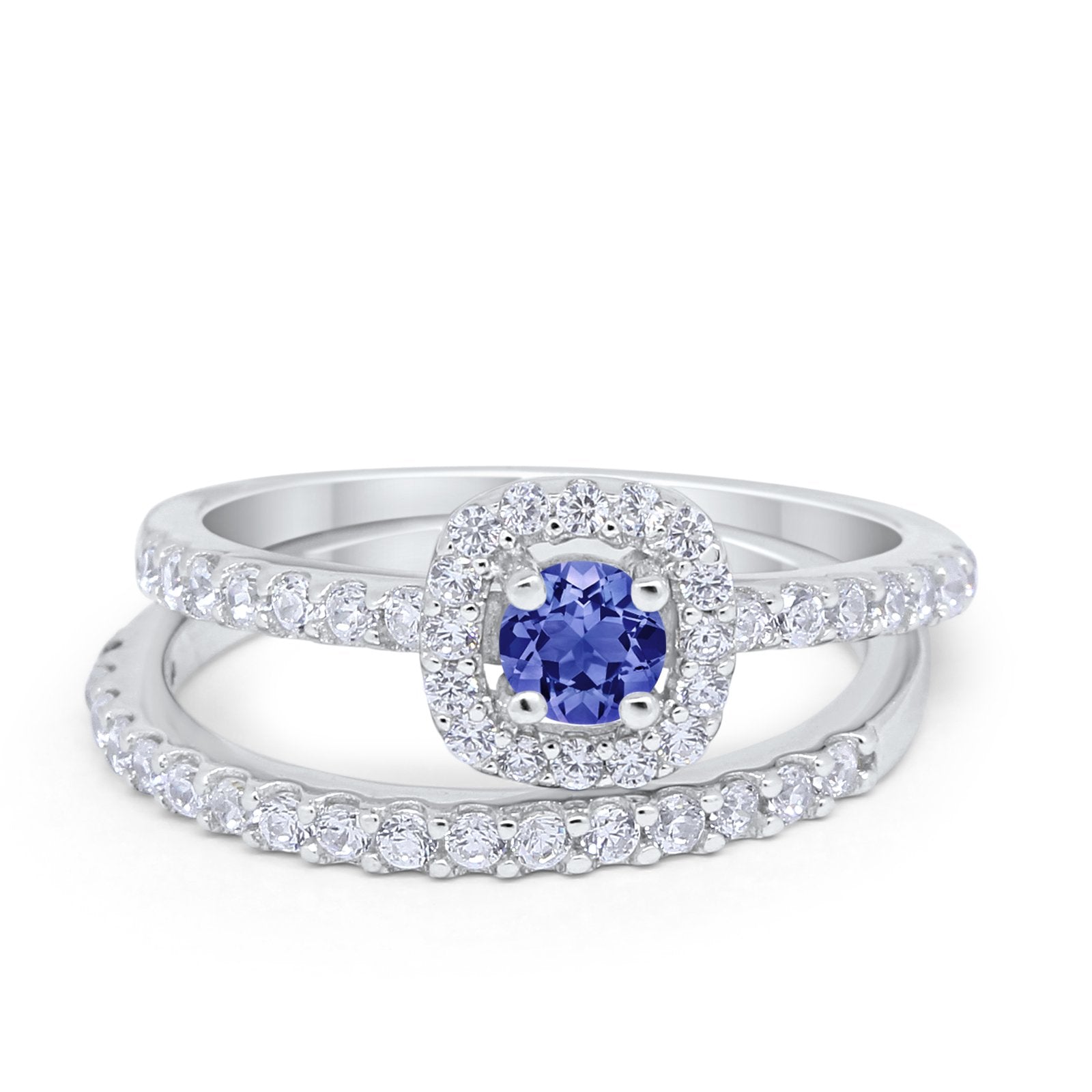 Wedding Band Ring Round Piece Simulated Cubic Zirconia 925 Sterling Silver