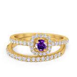 Wedding Band Ring Round Piece Simulated Cubic Zirconia 925 Sterling Silver