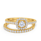 Wedding Band Ring Round Piece Simulated Cubic Zirconia 925 Sterling Silver