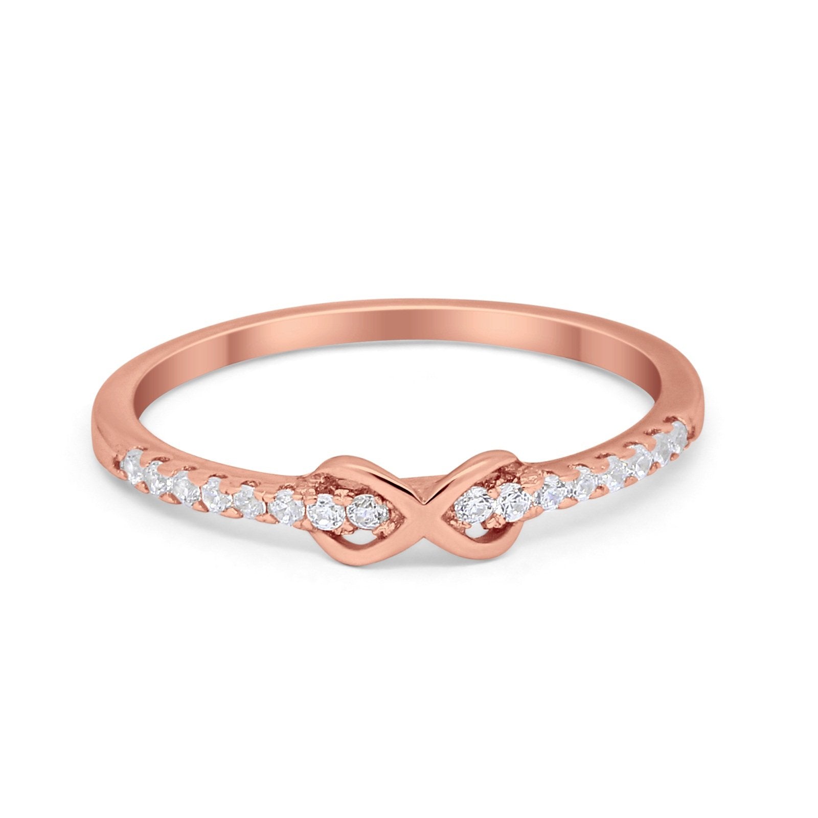 Petite Dainty Infinity Eternity Rings Simulated CZ 925 Sterling Silver