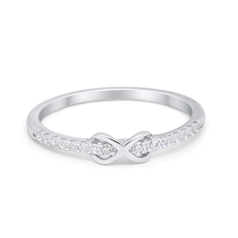 Petite Dainty Infinity Eternity Rings Simulated CZ 925 Sterling Silver