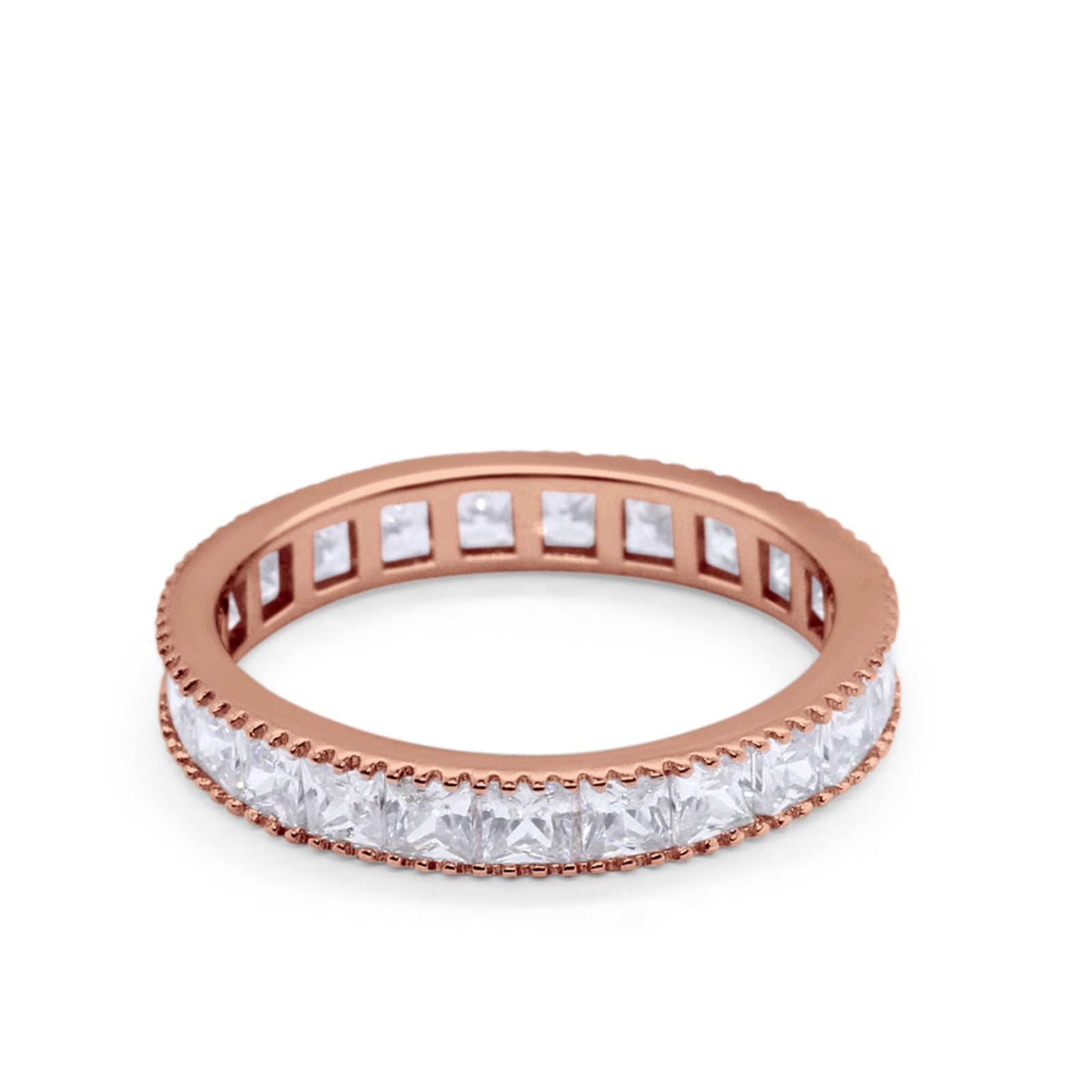 Full Eternity Wedding Band Ring Simulated CZ 925 Sterling Silver