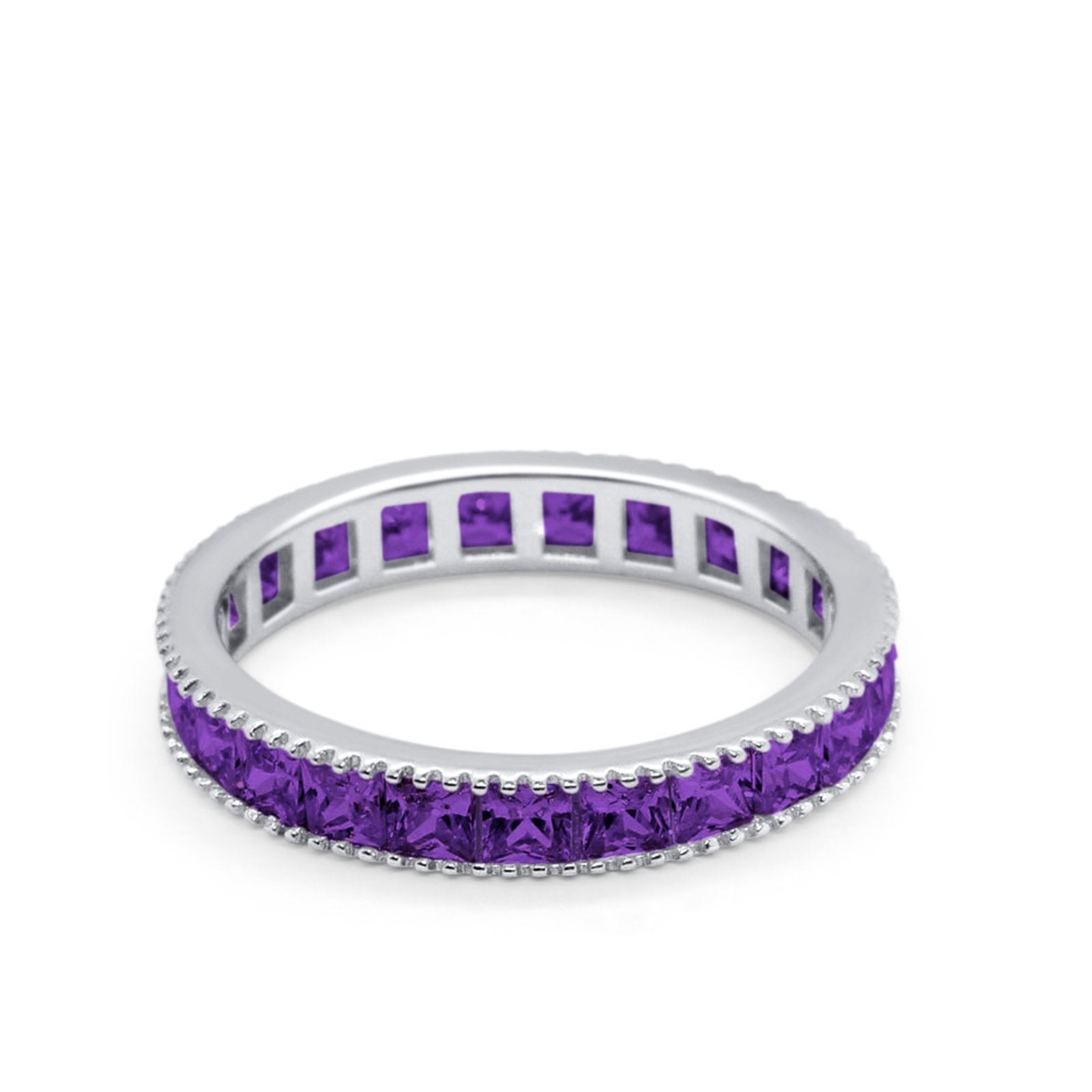 Full Eternity Wedding Band Ring Simulated CZ 925 Sterling Silver
