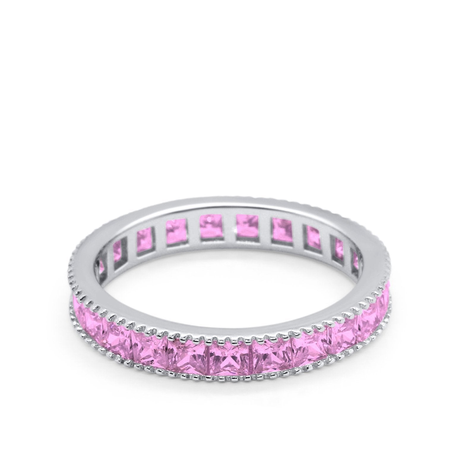Full Eternity Wedding Band Ring Simulated CZ 925 Sterling Silver