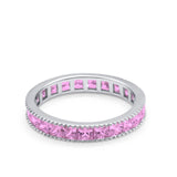 Full Eternity Wedding Band Ring Simulated CZ 925 Sterling Silver