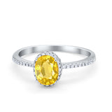 Halo Fashion Ring Oval Simulated Cubic Zirconia Accent 925 Sterling Silver