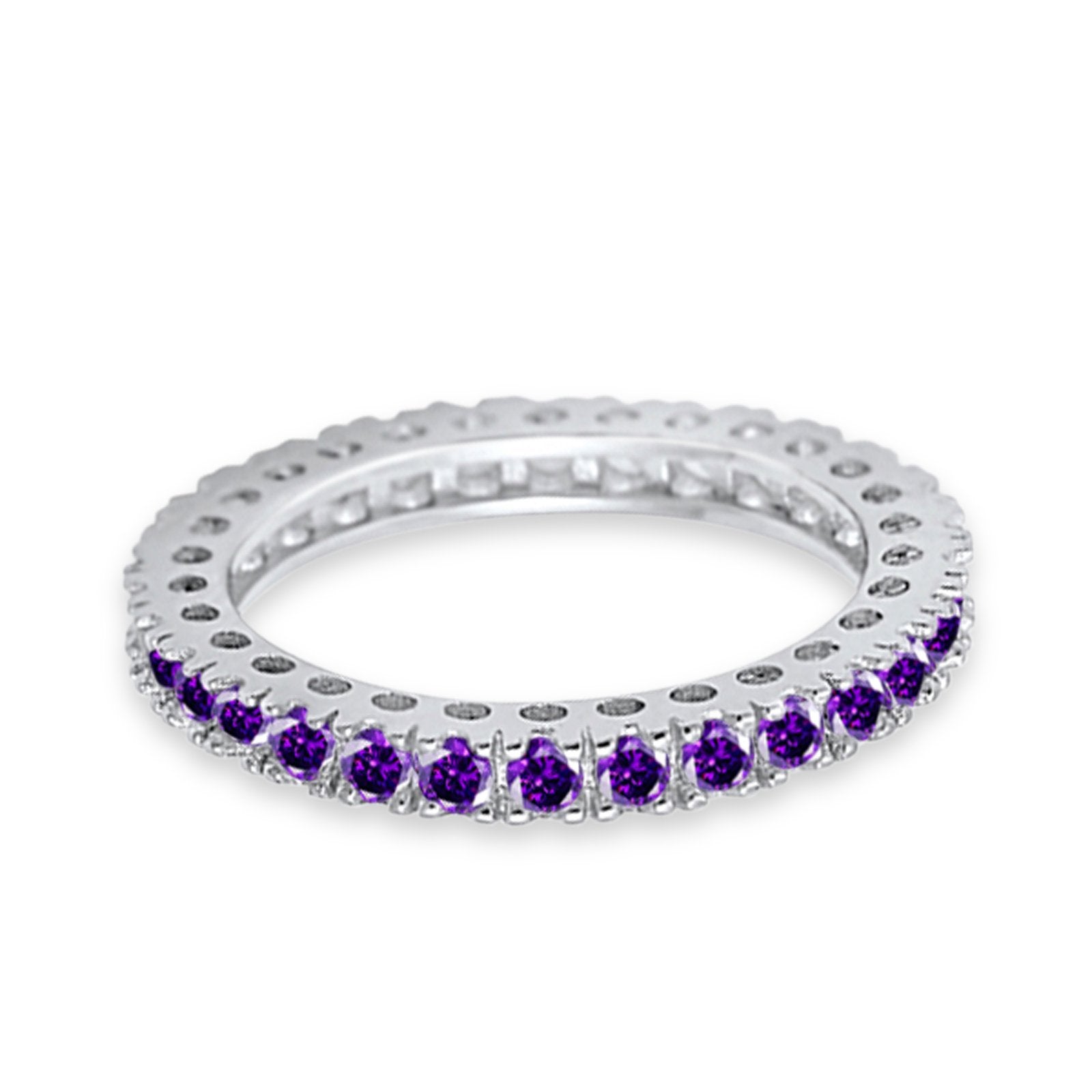 Eternity Wedding Band Rings Round Simulated CZ 925 Sterling Silver