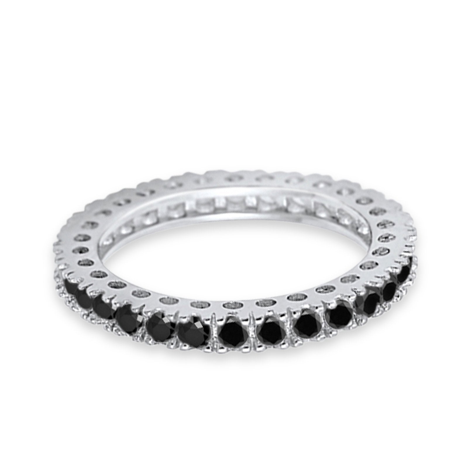 Eternity Wedding Band Rings Round Simulated CZ 925 Sterling Silver
