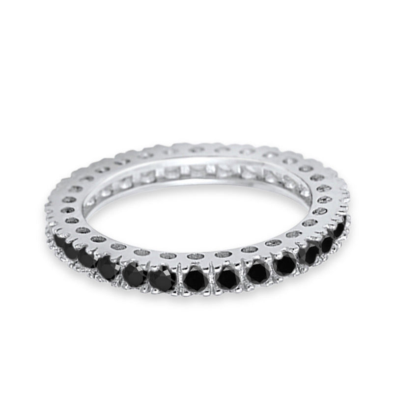 Eternity Wedding Band Rings Round Simulated CZ 925 Sterling Silver