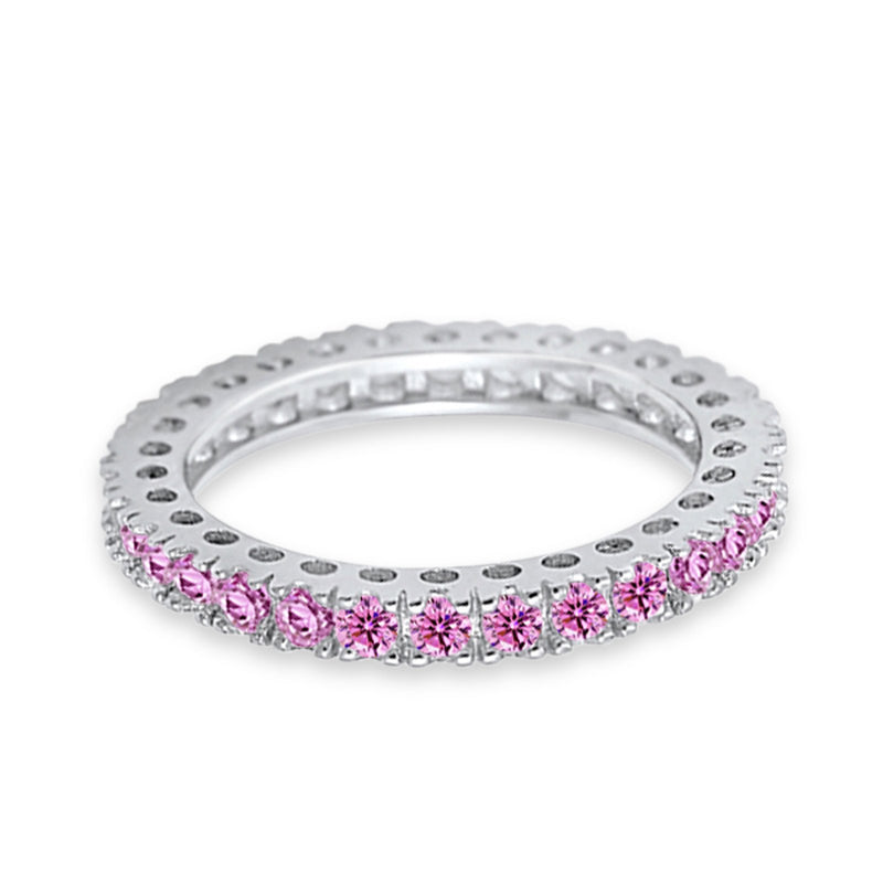 Eternity Wedding Band Rings Round Simulated CZ 925 Sterling Silver