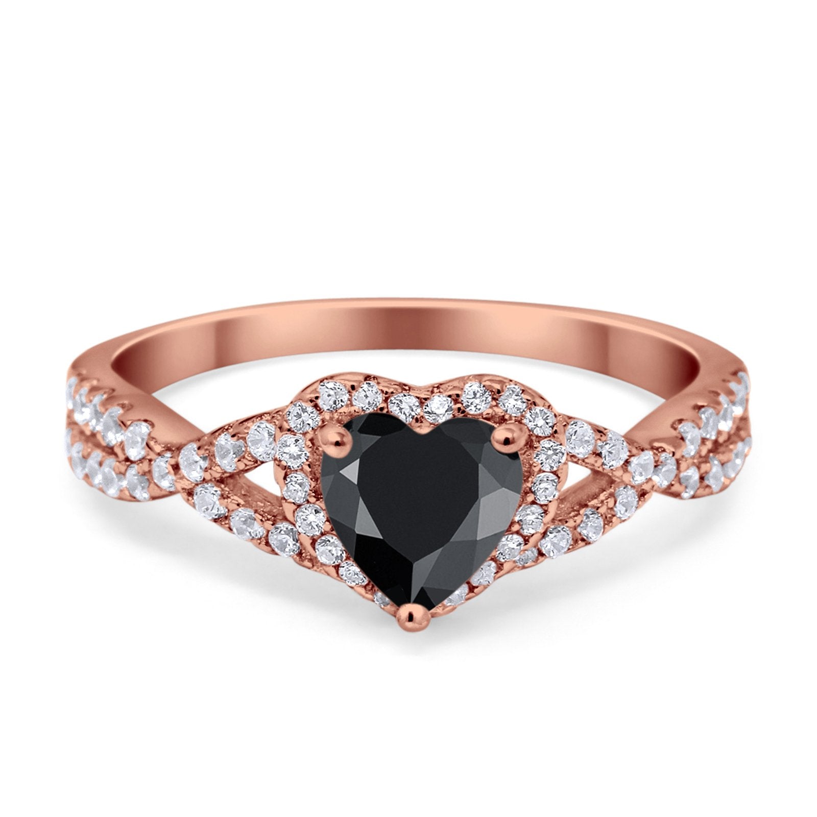 Heart Promise Ring Infinity Shank Simulated Cubic Zirconia 925 Sterling Silver