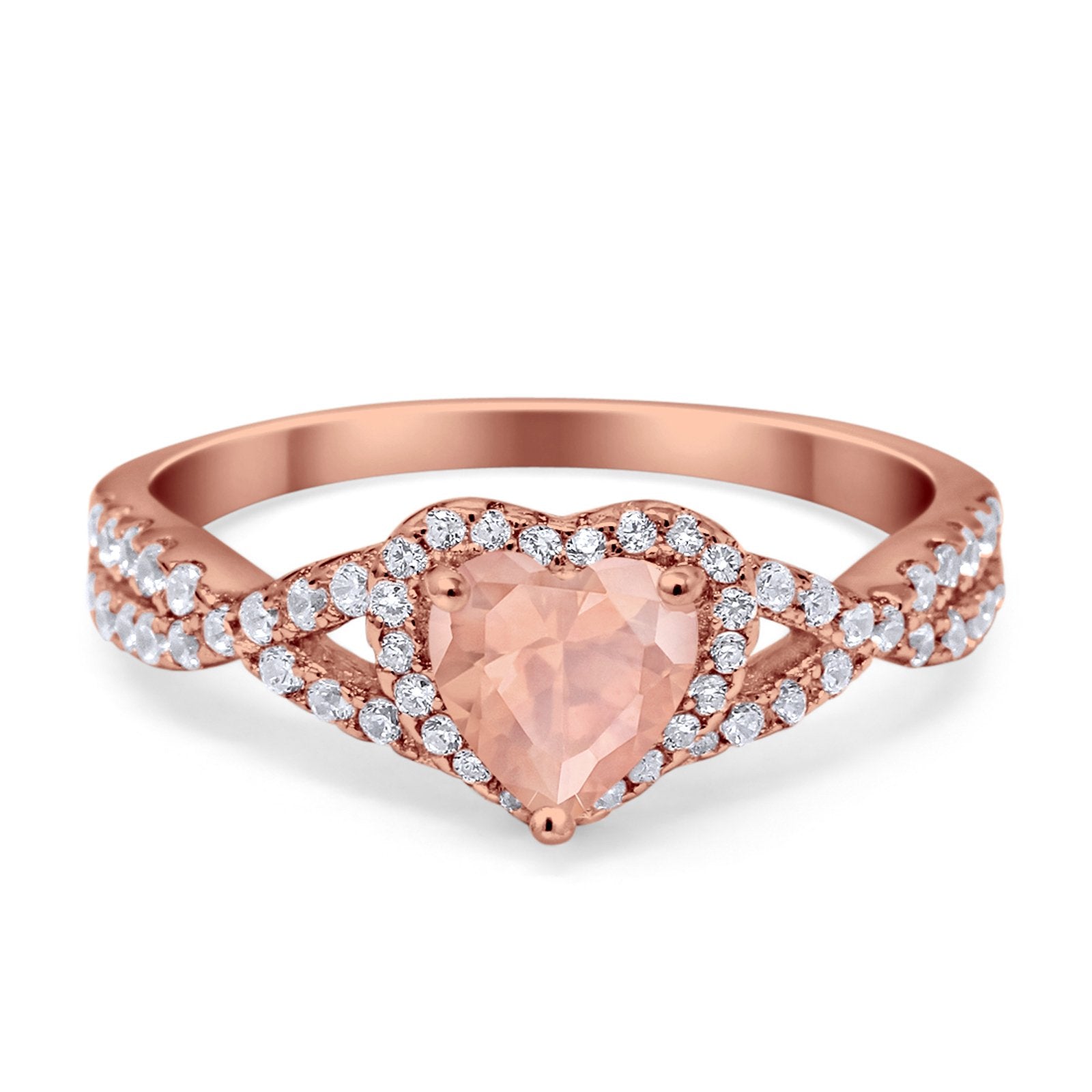 Heart Promise Ring Infinity Shank Simulated Cubic Zirconia 925 Sterling Silver