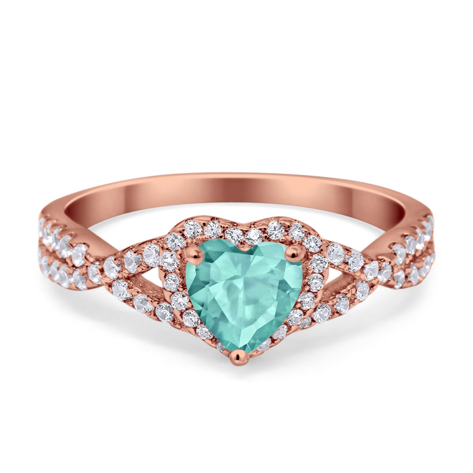 Heart Promise Ring Infinity Shank Simulated Cubic Zirconia 925 Sterling Silver