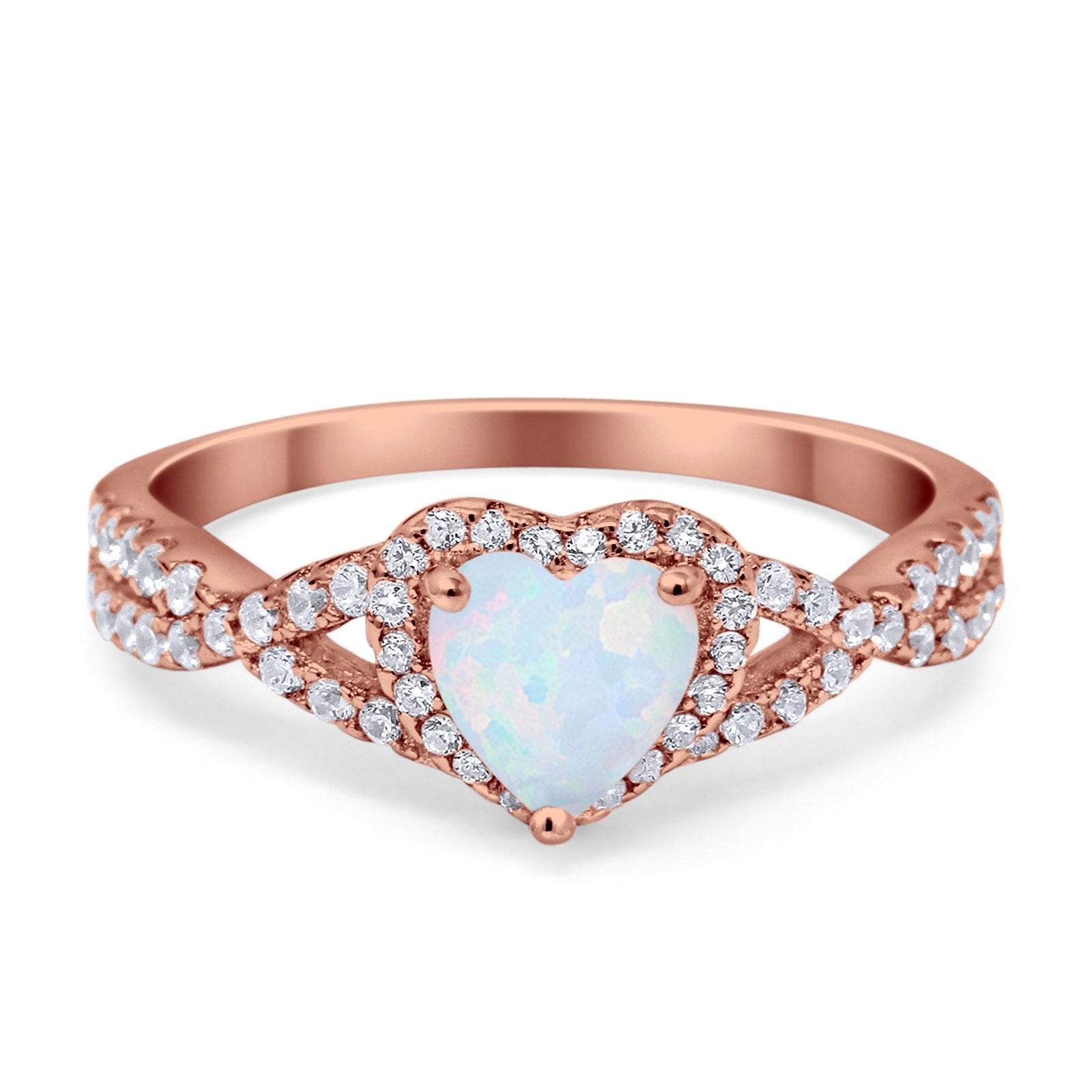 Heart Promise Ring Infinity Shank Simulated Cubic Zirconia 925 Sterling Silver