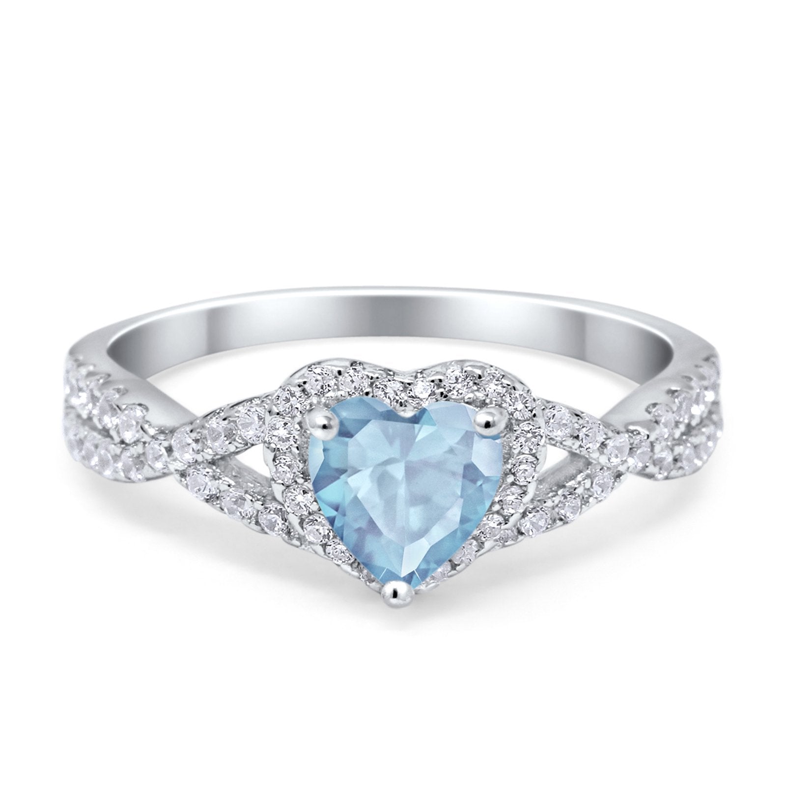 Heart Promise Ring Infinity Shank Simulated Cubic Zirconia 925 Sterling Silver