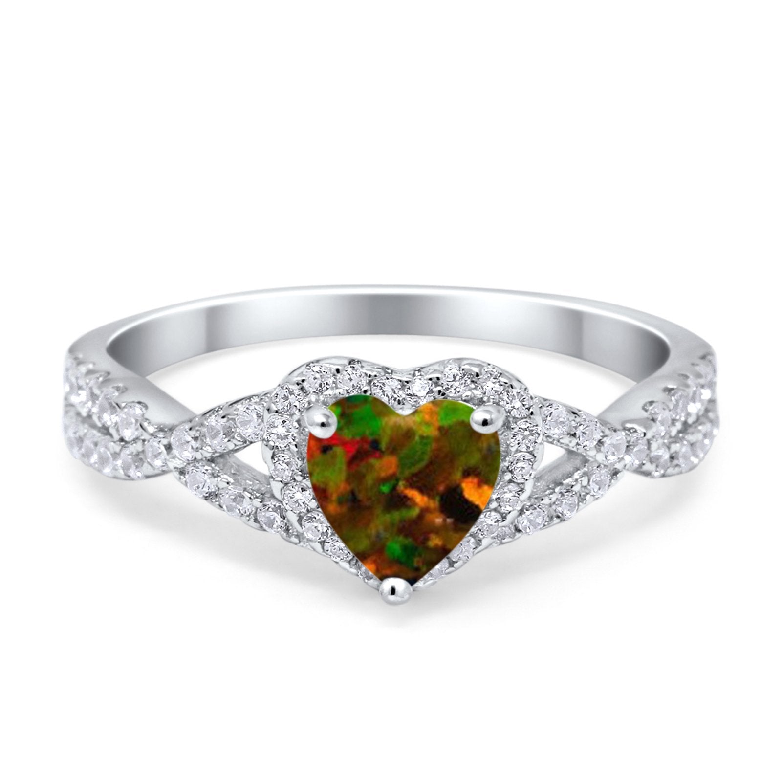 Heart Promise Ring Infinity Shank Simulated Cubic Zirconia 925 Sterling Silver