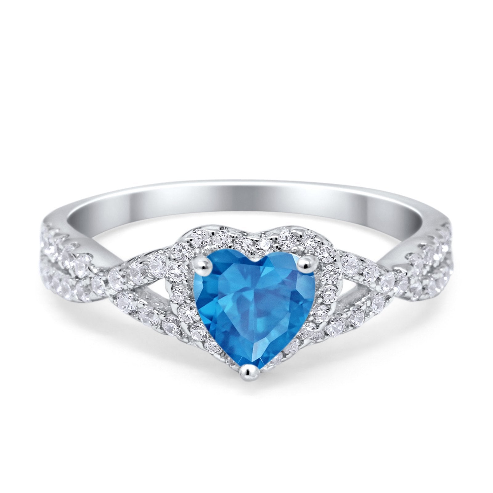 Heart Promise Ring Infinity Shank Simulated Cubic Zirconia 925 Sterling Silver