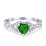 Heart Promise Ring Infinity Shank Simulated Cubic Zirconia 925 Sterling Silver