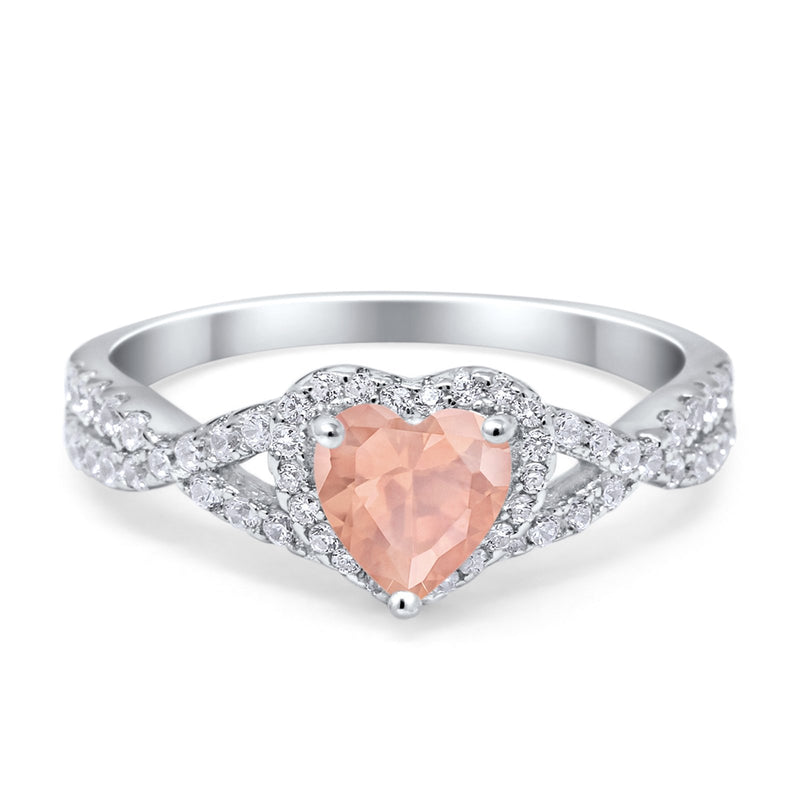 Heart Promise Ring Infinity Shank Simulated Cubic Zirconia 925 Sterling Silver