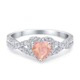 Heart Promise Ring Infinity Shank Simulated Cubic Zirconia 925 Sterling Silver