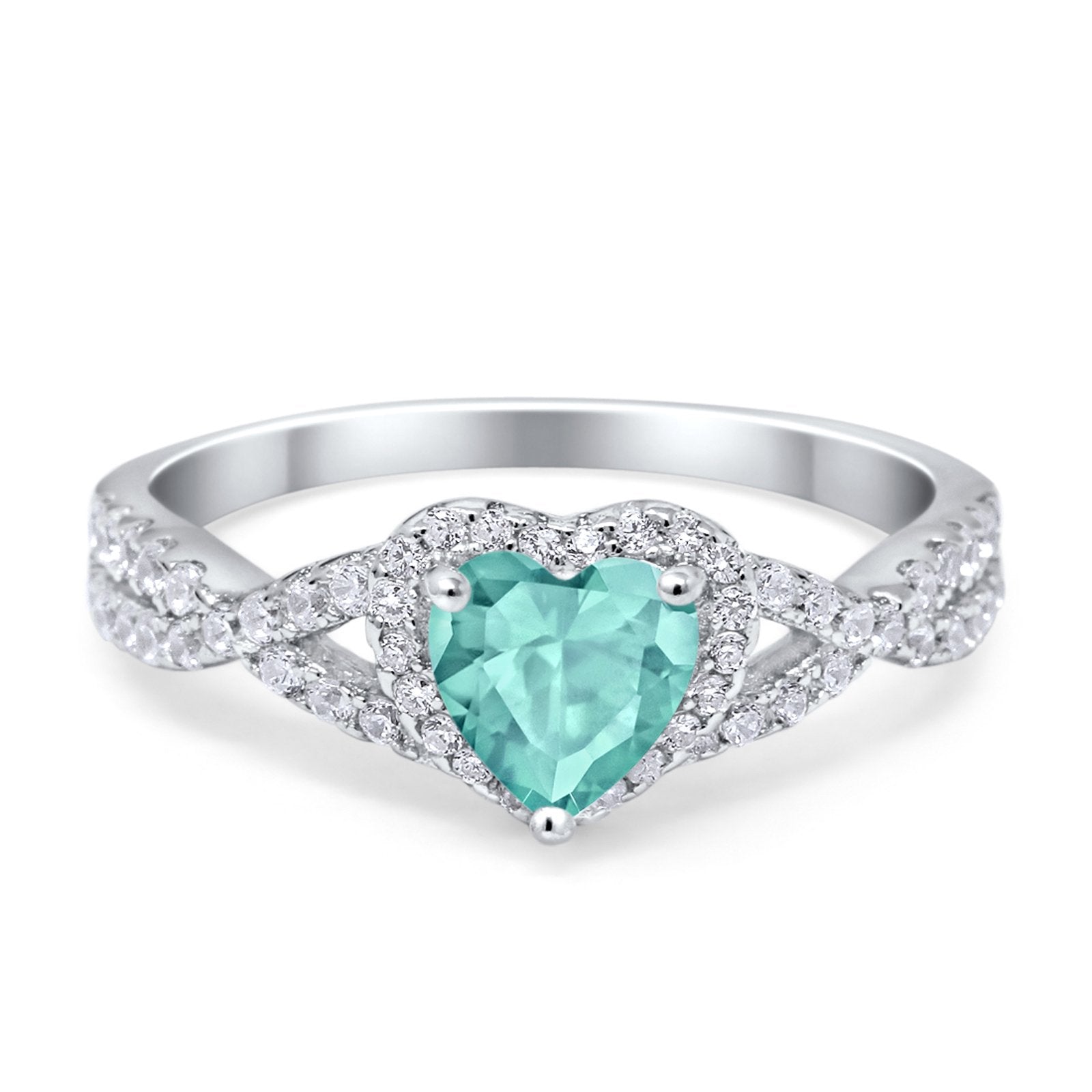 Heart Promise Ring Infinity Shank Simulated Cubic Zirconia 925 Sterling Silver