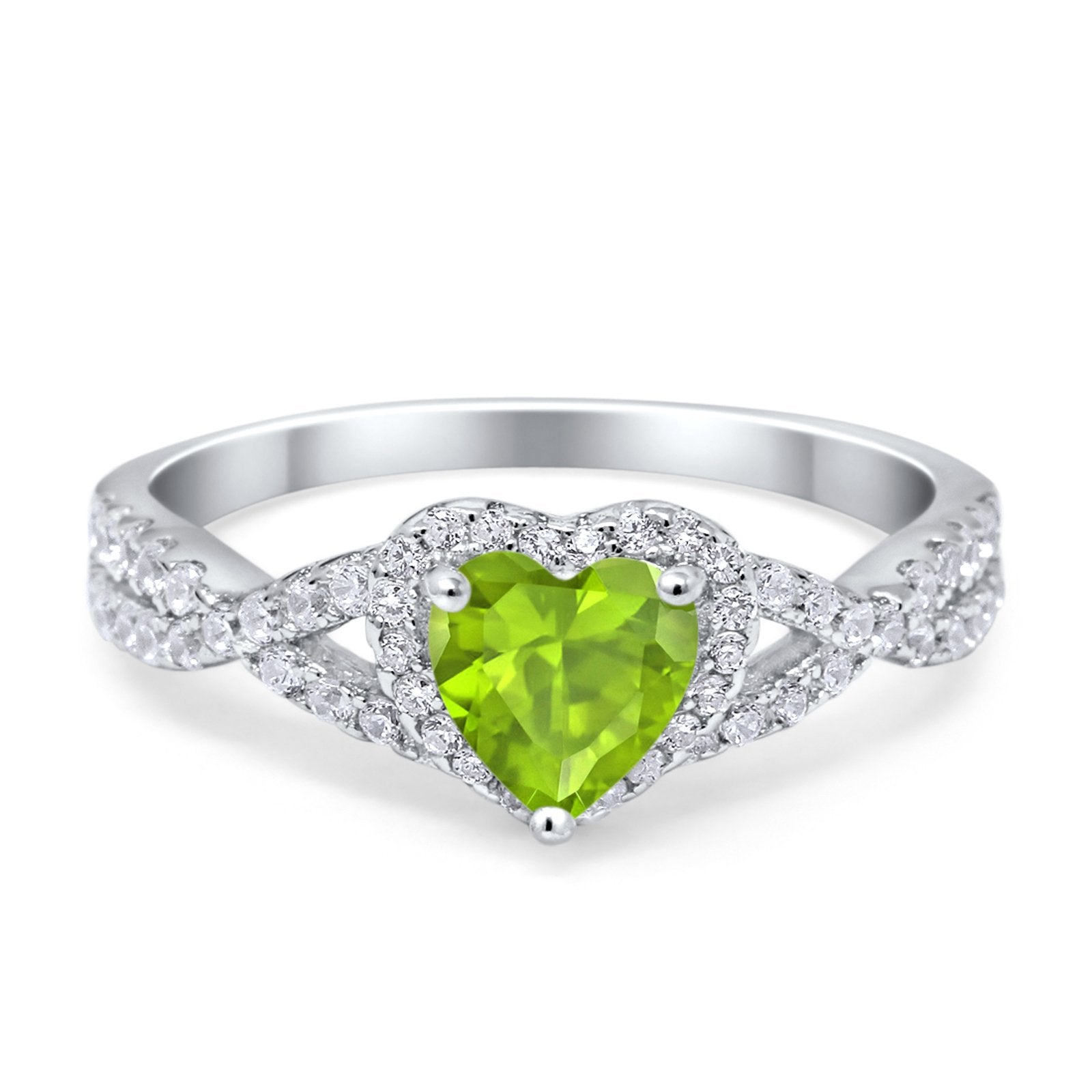 Heart Promise Ring Infinity Shank Simulated Cubic Zirconia 925 Sterling Silver