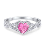 Heart Promise Ring Infinity Shank Simulated Cubic Zirconia 925 Sterling Silver