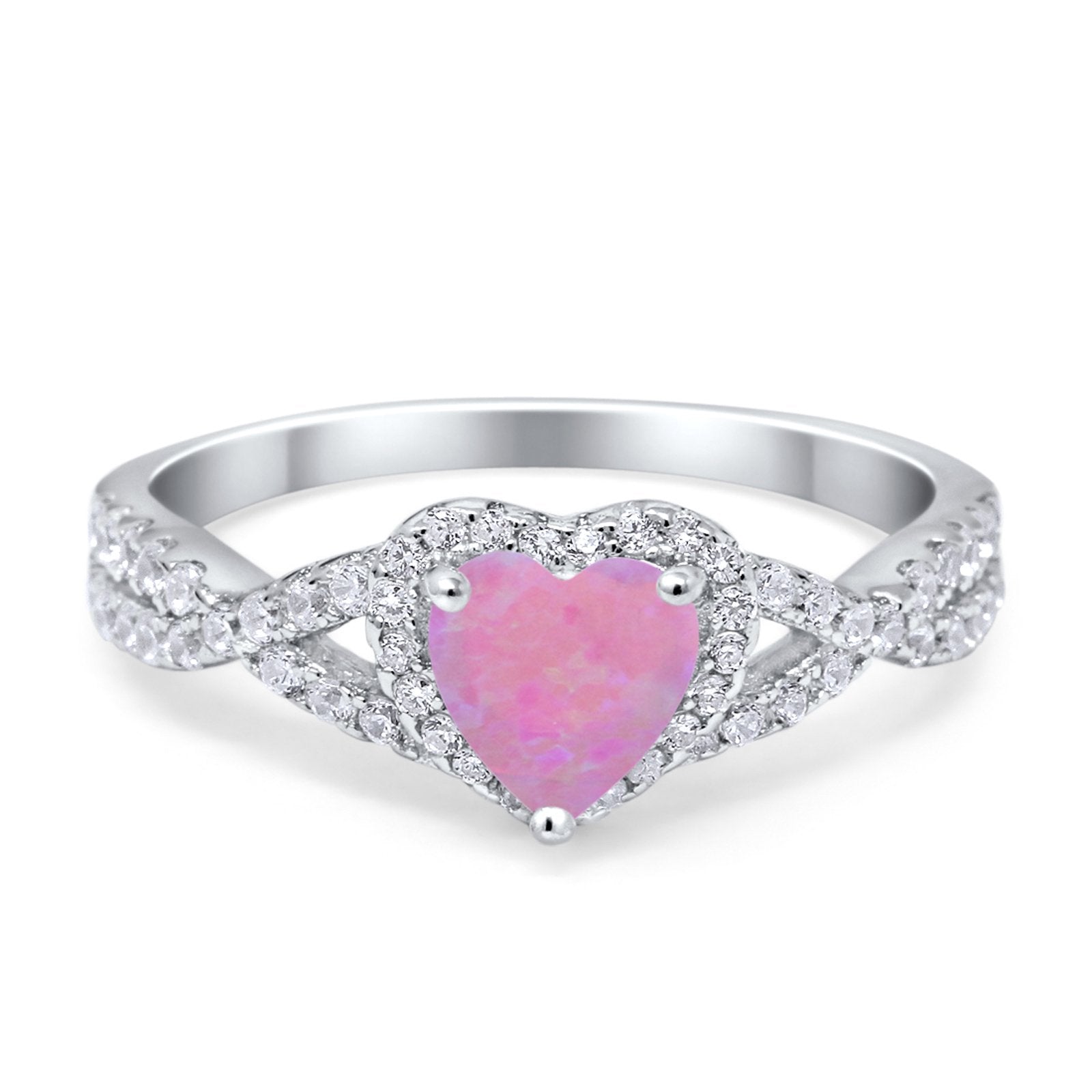 Heart Promise Ring Infinity Shank Simulated Cubic Zirconia 925 Sterling Silver