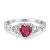 Heart Promise Ring Infinity Shank Simulated Cubic Zirconia 925 Sterling Silver