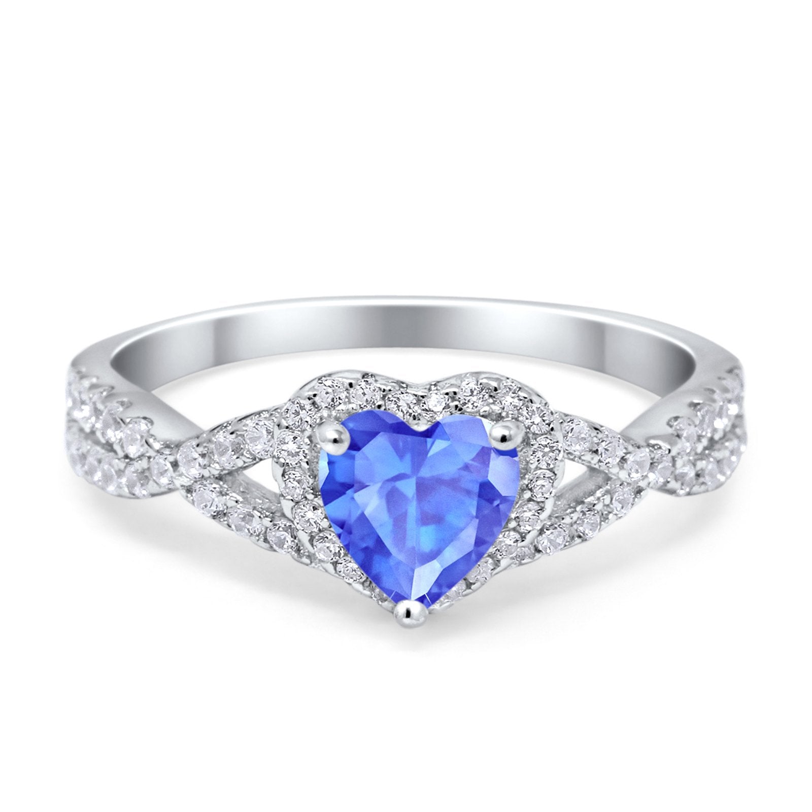 Heart Promise Ring Infinity Shank Simulated Cubic Zirconia 925 Sterling Silver