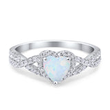 Heart Promise Ring Infinity Shank Simulated Cubic Zirconia 925 Sterling Silver