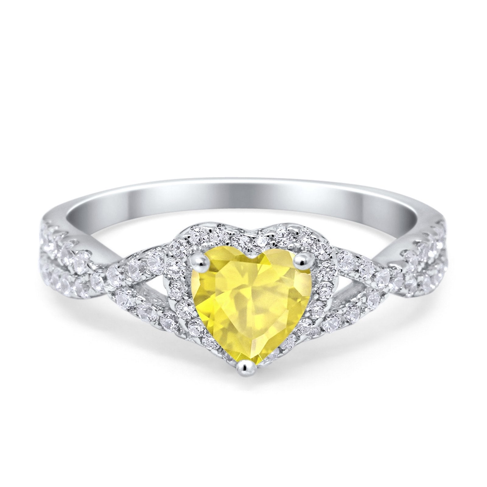 Heart Promise Ring Infinity Shank Simulated Cubic Zirconia 925 Sterling Silver