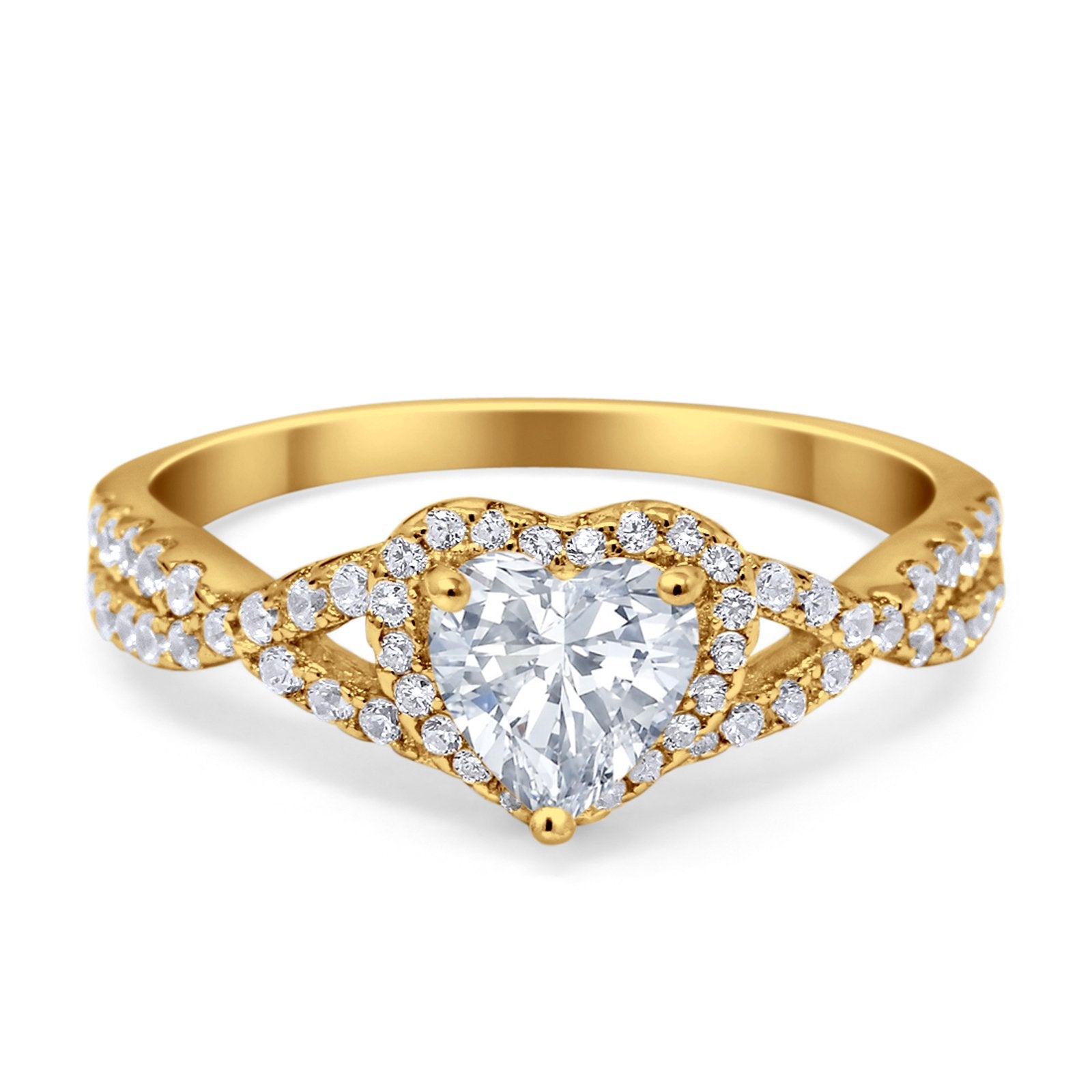 Heart Promise Ring Infinity Shank Simulated Cubic Zirconia 925 Sterling Silver