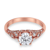 Vintage Wedding Ring Round Cubic Zirconia 925 Sterling Silver RC105152