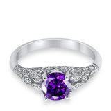 Vintage Wedding Ring Round Cubic Zirconia 925 Sterling Silver RC105152