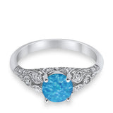 Vintage Wedding Ring Round Cubic Zirconia 925 Sterling Silver RC105152