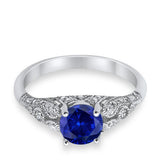 Vintage Wedding Ring Round Cubic Zirconia 925 Sterling Silver RC105152