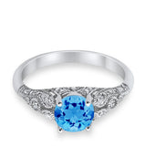 Vintage Wedding Ring Round Cubic Zirconia 925 Sterling Silver RC105152