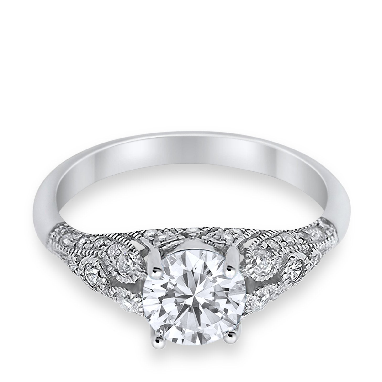 Vintage Wedding Ring Round Cubic Zirconia 925 Sterling Silver RC105152