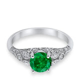 Vintage Wedding Ring Round Cubic Zirconia 925 Sterling Silver RC105152