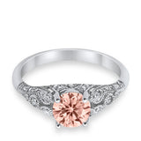 Vintage Wedding Ring Round Cubic Zirconia 925 Sterling Silver RC105152