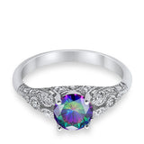 Vintage Wedding Ring Round Cubic Zirconia 925 Sterling Silver RC105152