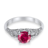 Vintage Wedding Ring Round Cubic Zirconia 925 Sterling Silver RC105152