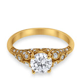 Vintage Wedding Ring Round Cubic Zirconia 925 Sterling Silver RC105152