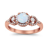 Halo Wedding Ring Round Simulated Cubic Zirconia 925 Sterling Silver