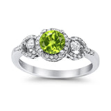 Halo Wedding Ring Round Simulated Cubic Zirconia 925 Sterling Silver