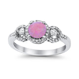 Halo Wedding Ring Round Simulated Cubic Zirconia 925 Sterling Silver
