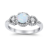 Halo Wedding Ring Round Simulated Cubic Zirconia 925 Sterling Silver